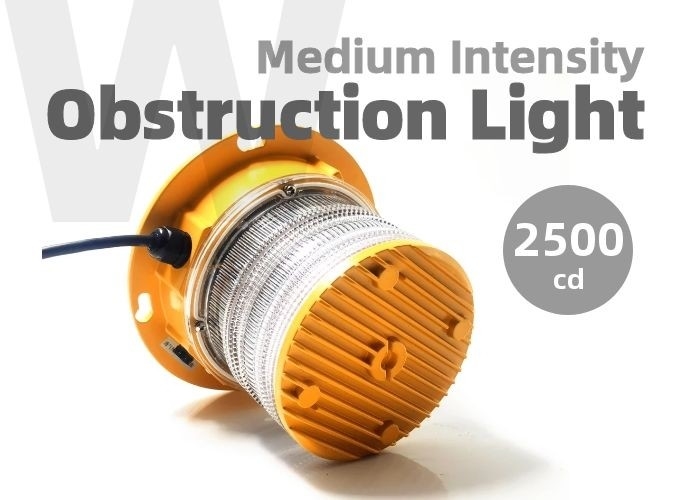 Polycarbonate	Aviation Obstruction Light Medium Intensity Aircraft Warning Lights IP68 For Tower Marking